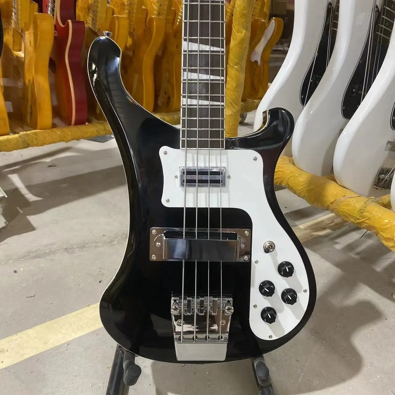 Black Rickenbacker 4003 Style Bass Guitar