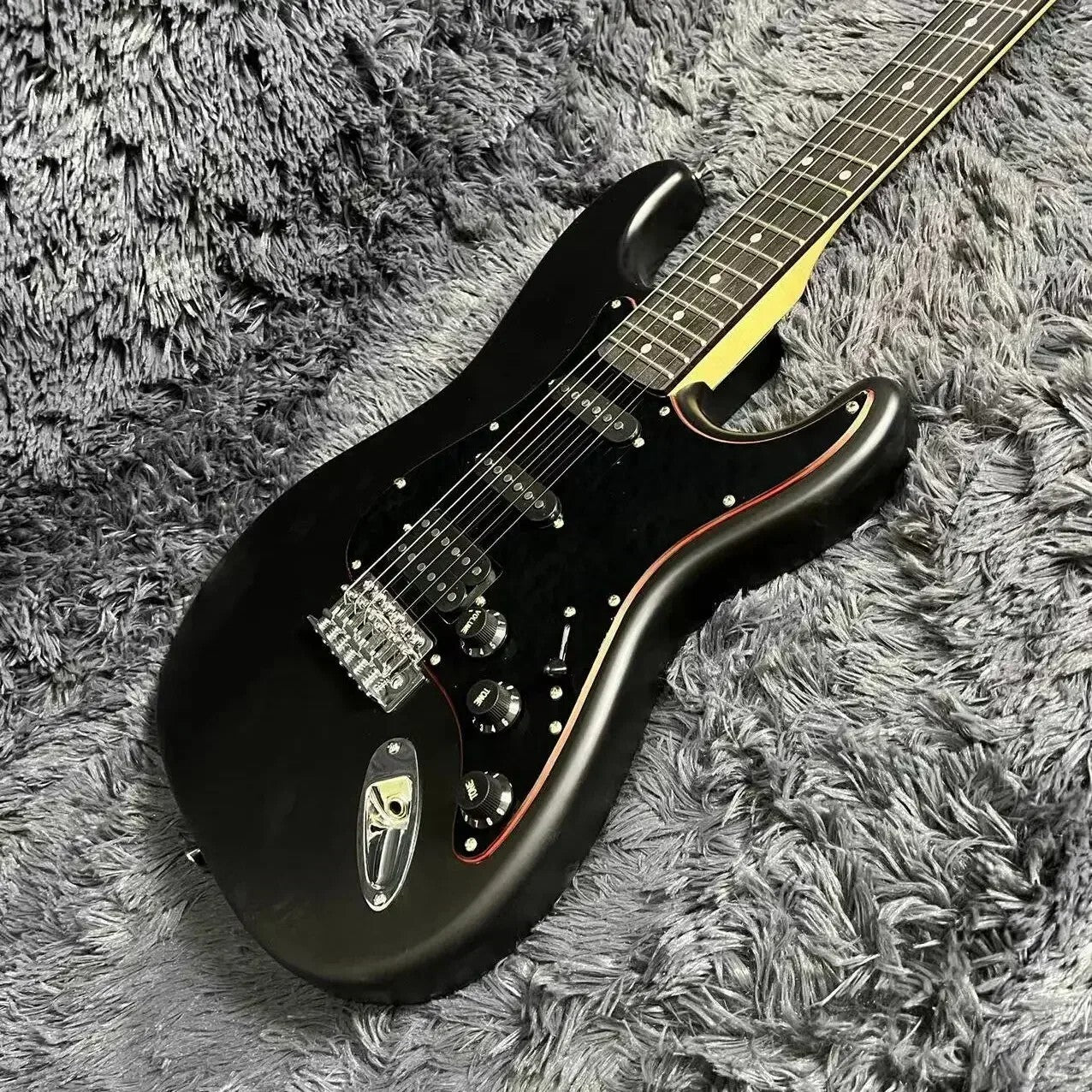 Matte Black Stratocaster Style Guitar