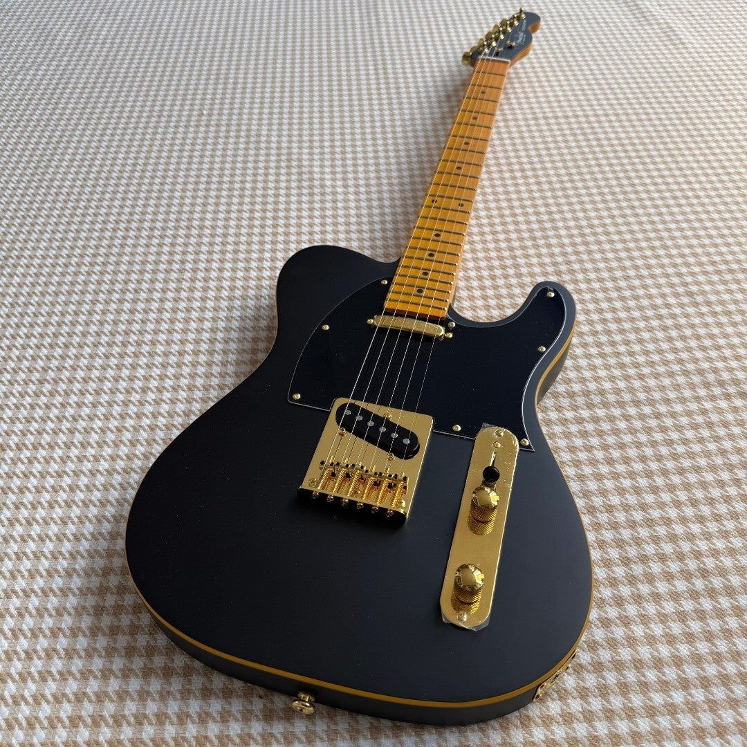 Matte Black/Gold Telecaster Style Guitar