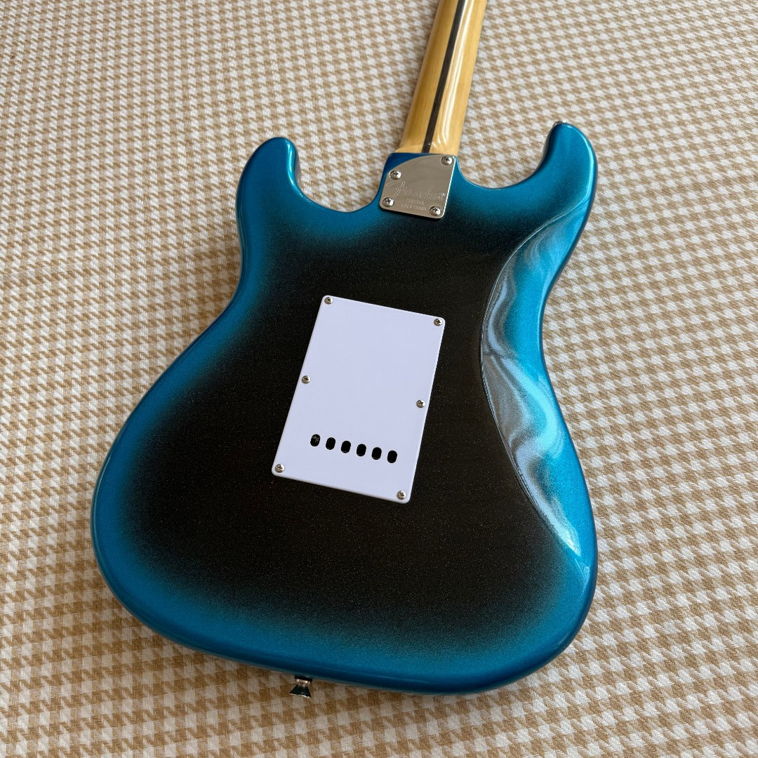 Neon Blue & Black Stratocaster Style Guitar