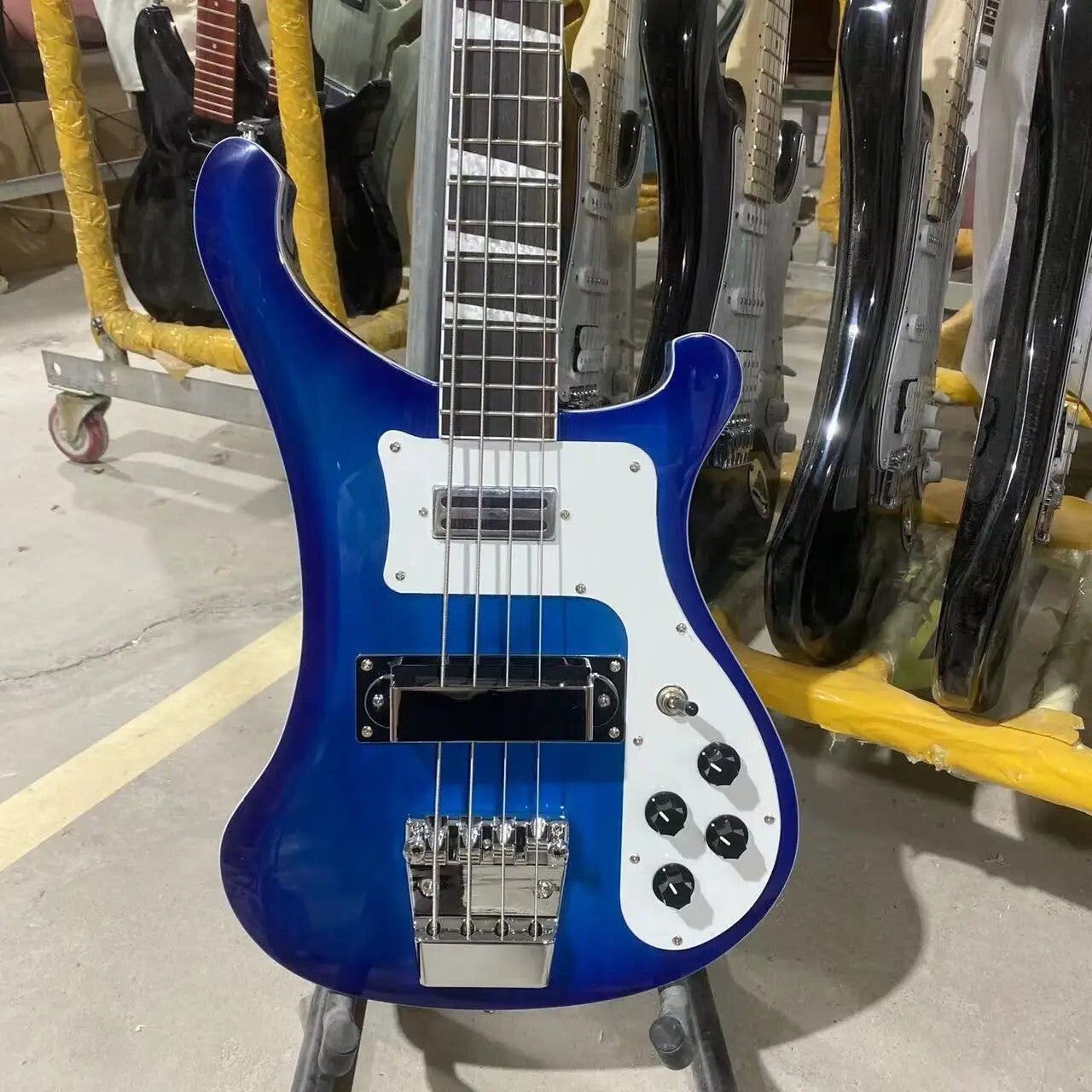 Blue Rickenbacker 4003 Style Bass Guitar