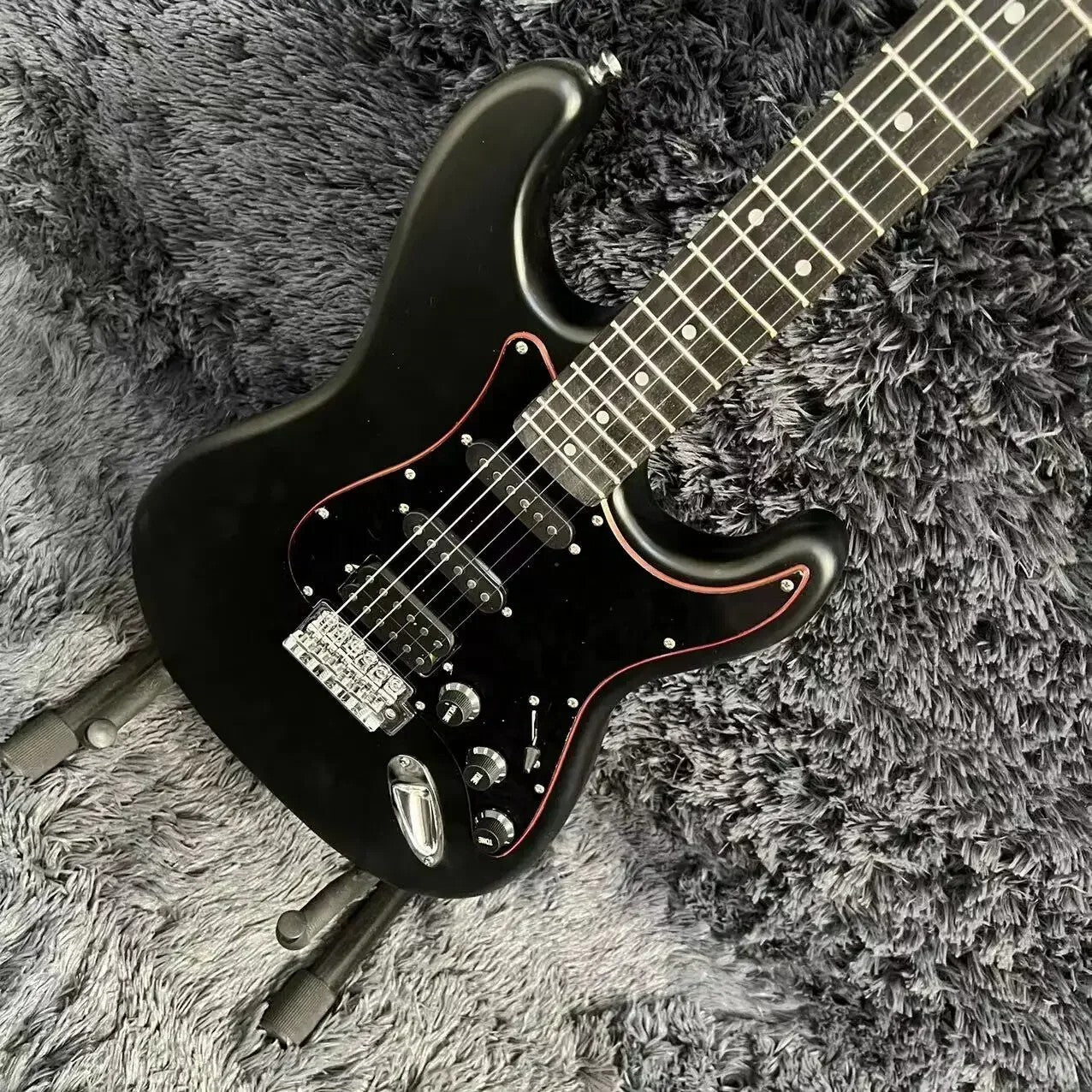 Matte Black Stratocaster Style Guitar