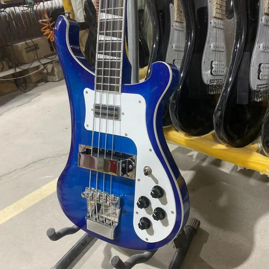 Blue Rickenbacker 4003 Style Bass Guitar