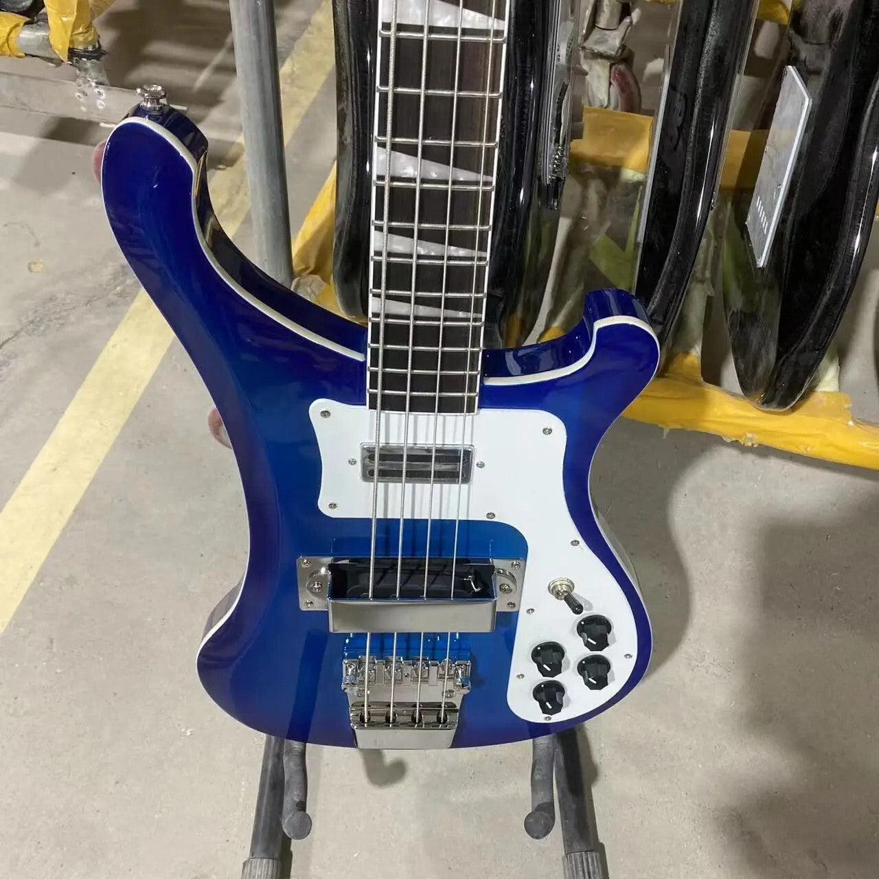 Blue Rickenbacker 4003 Style Bass Guitar