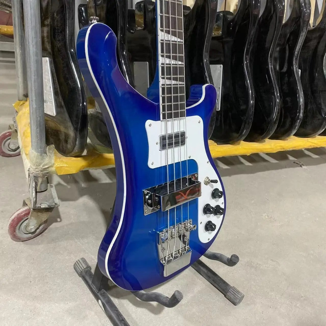Blue Rickenbacker 4003 Style Bass Guitar