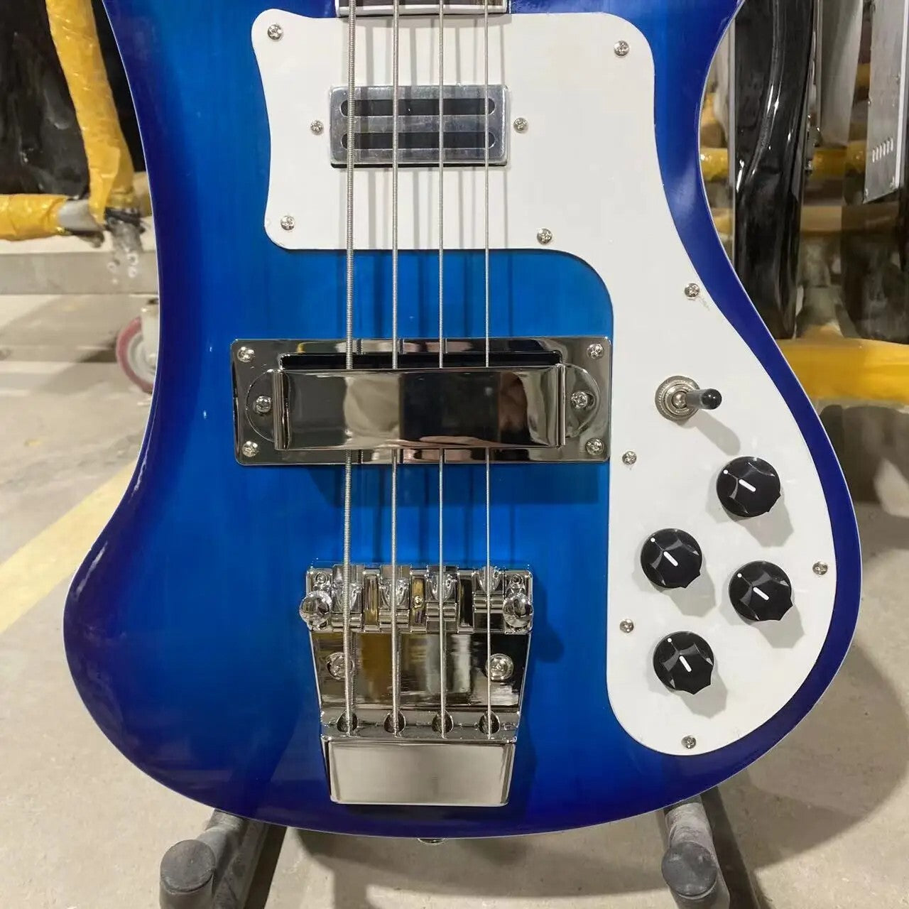 Blue Rickenbacker 4003 Style Bass Guitar