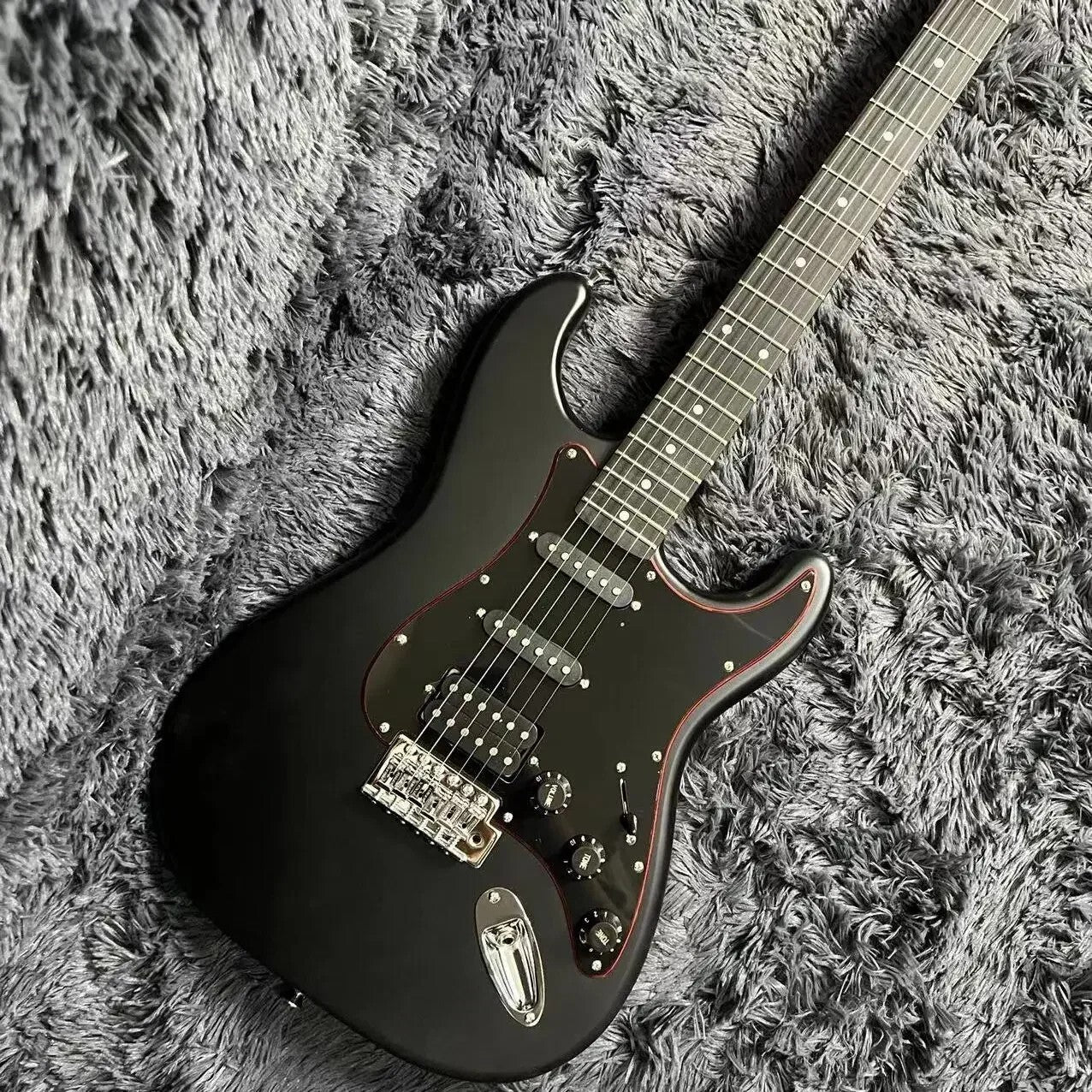 Matte Black Stratocaster Style Guitar