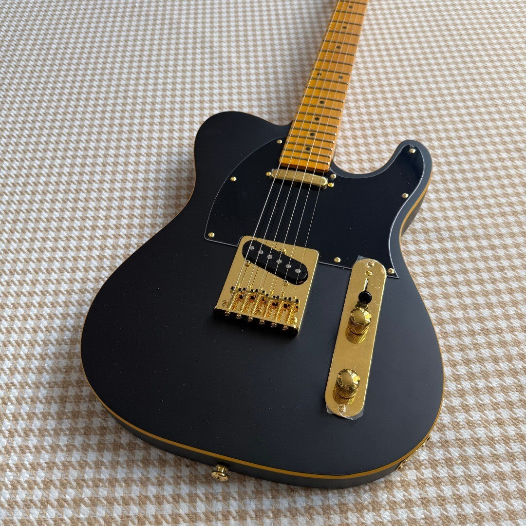 Matte Black/Gold Telecaster Style Guitar