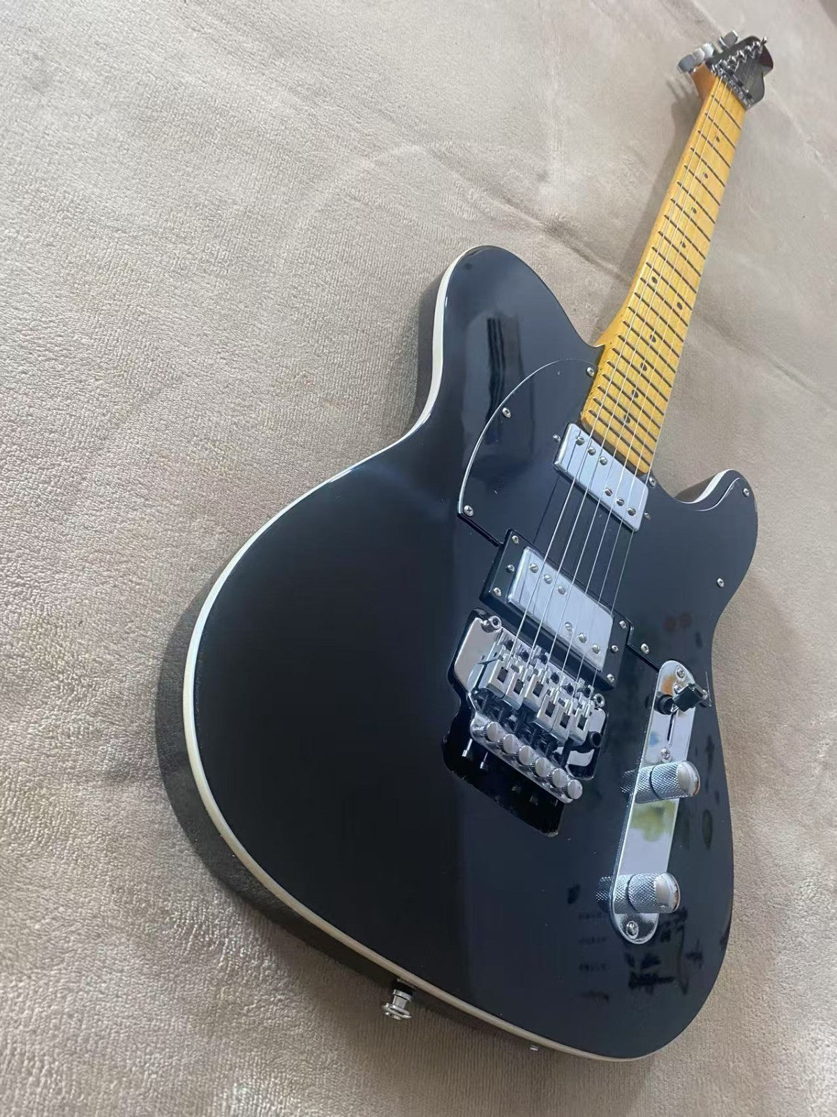 Matte Black Telecaster Style Guitar - Locking Bridge
