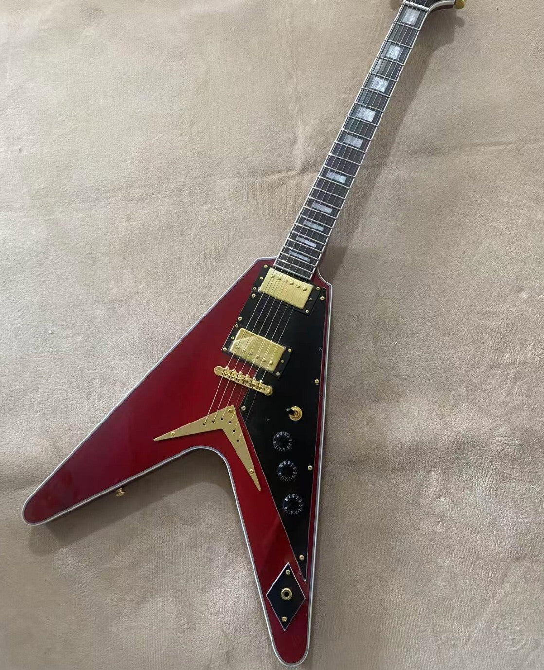 Red Gibson Flying V Style Guitar