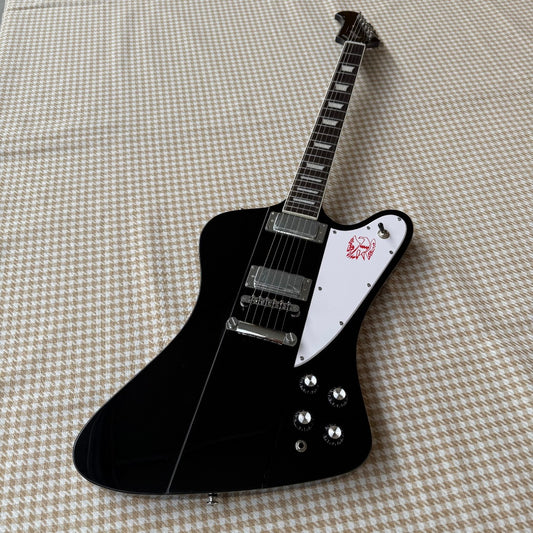Black Gibson Firebird Style Guitar - White Scratchplate