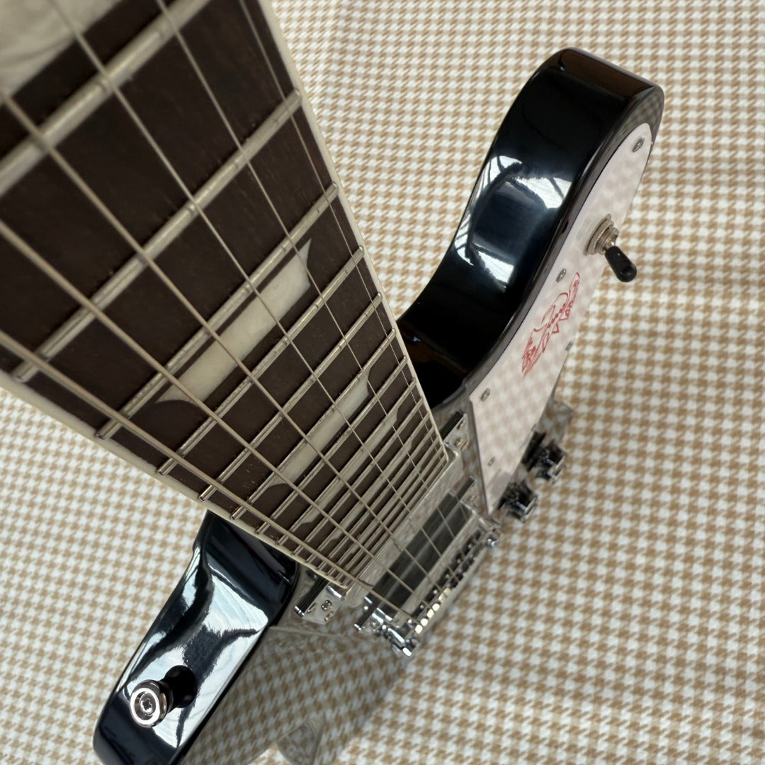 Black Gibson Firebird Style Guitar - White Scratchplate