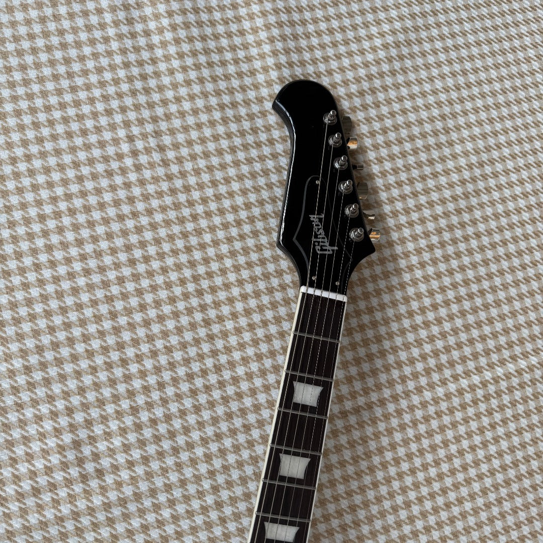 Black Gibson Firebird Style Guitar - White Scratchplate