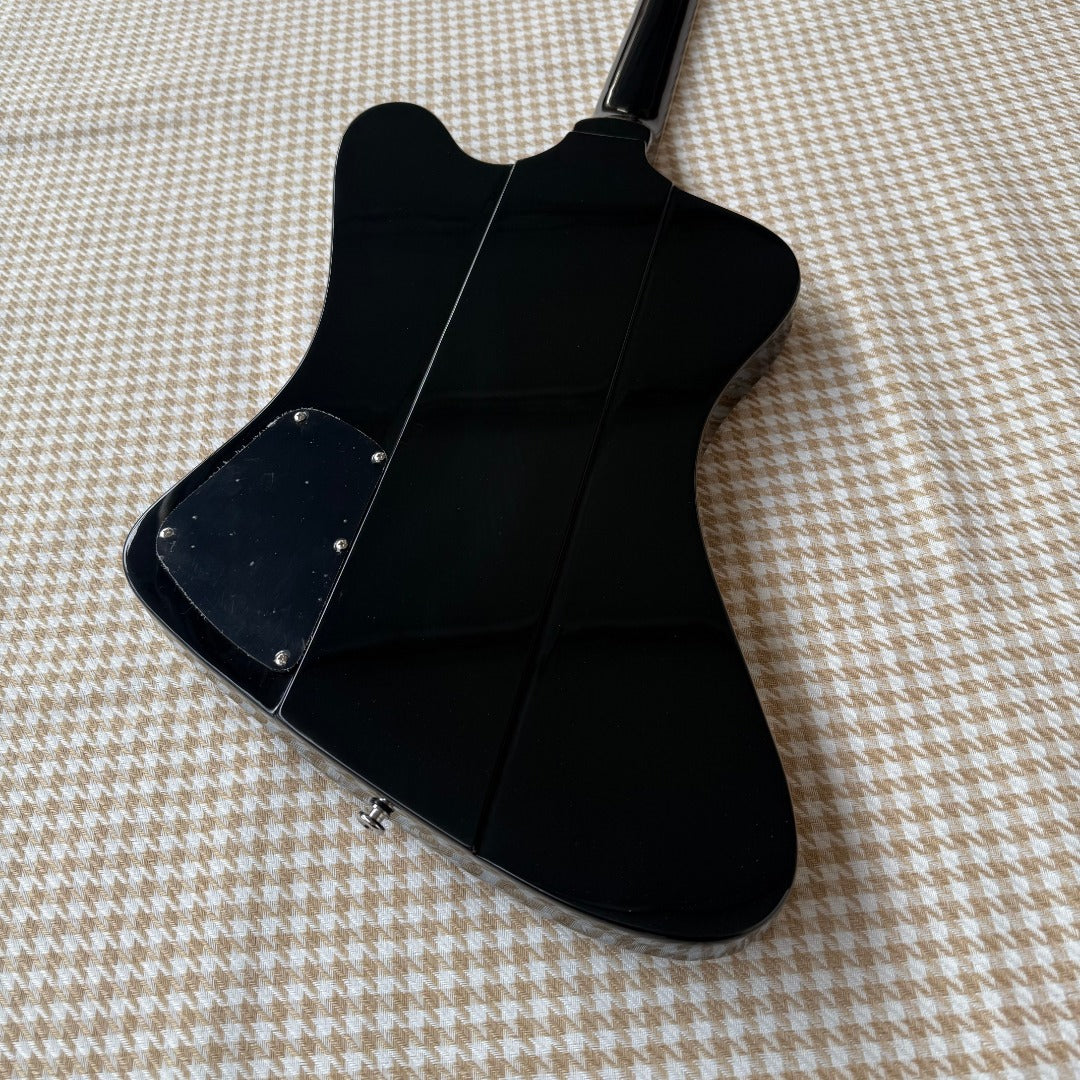 Black Gibson Firebird Style Guitar - White Scratchplate
