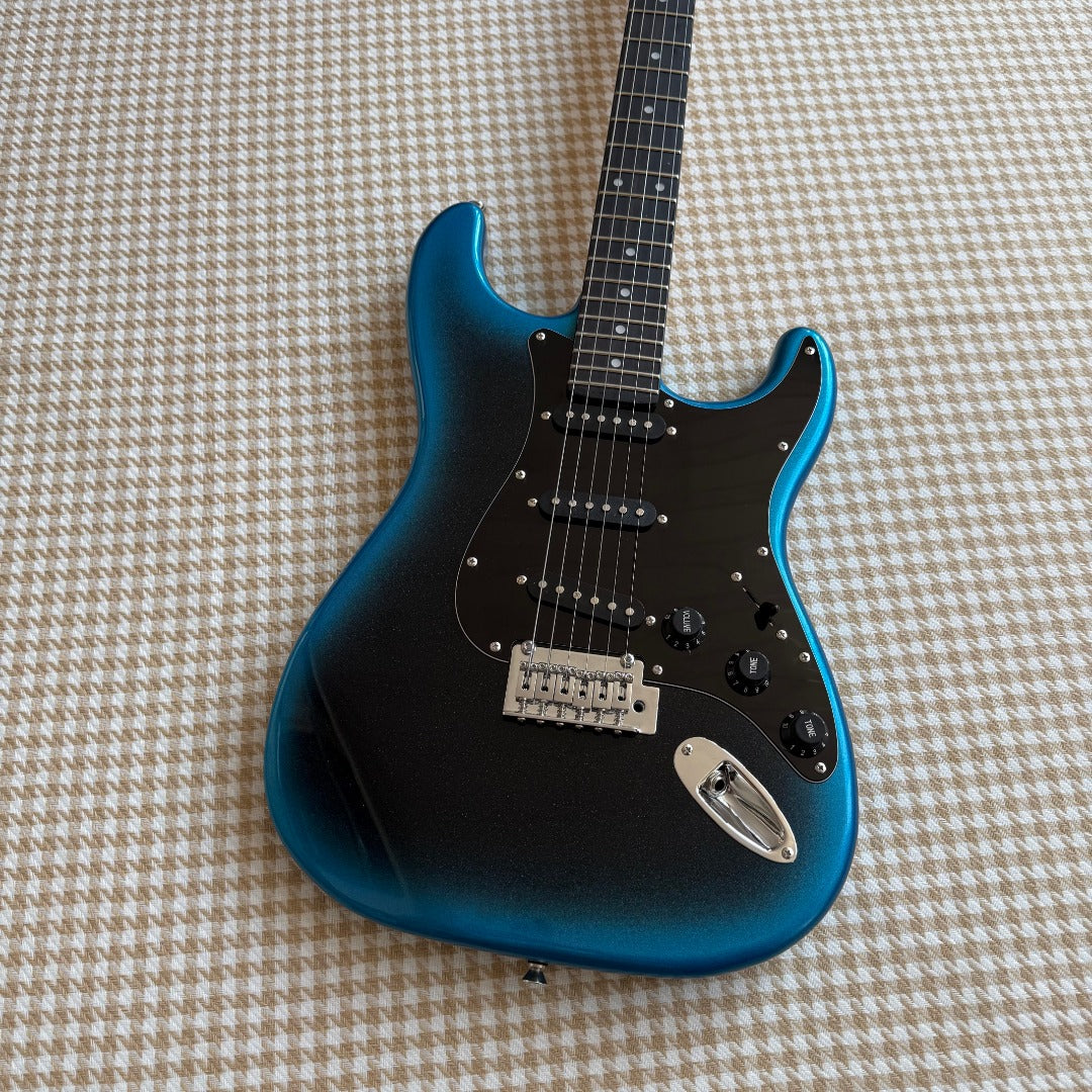 Neon Blue & Black Stratocaster Style Guitar