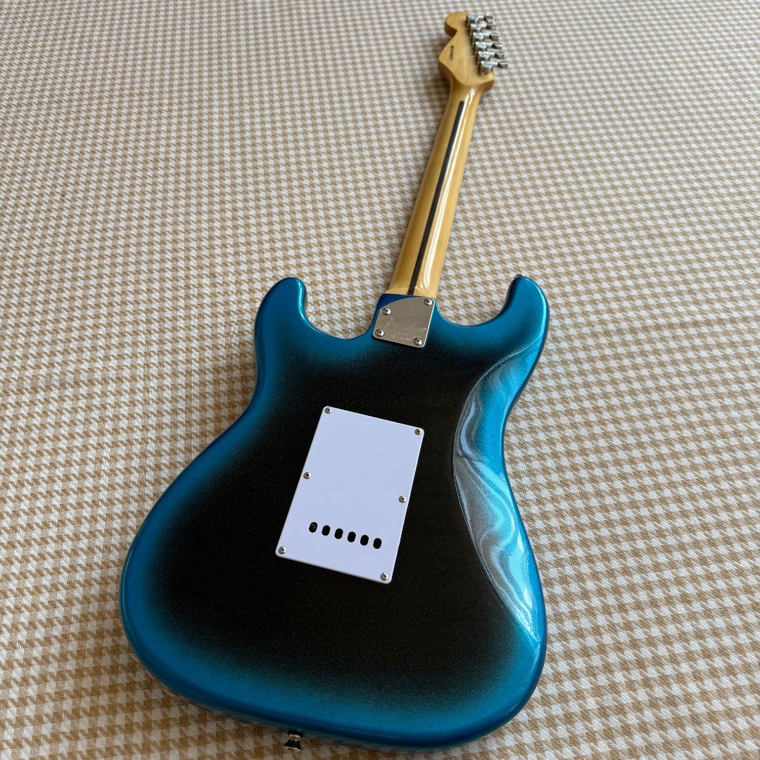 Neon Blue & Black Stratocaster Style Guitar