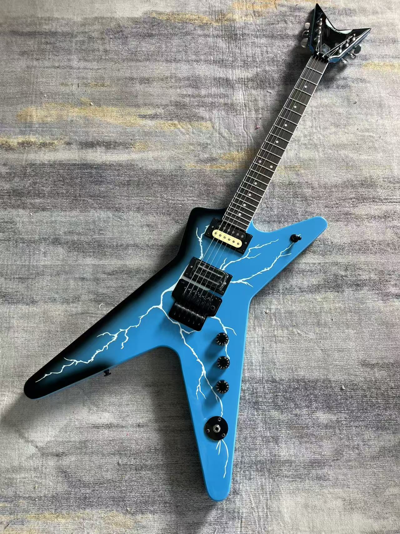 Dean Dime Blue Lightening Bolt Guitar