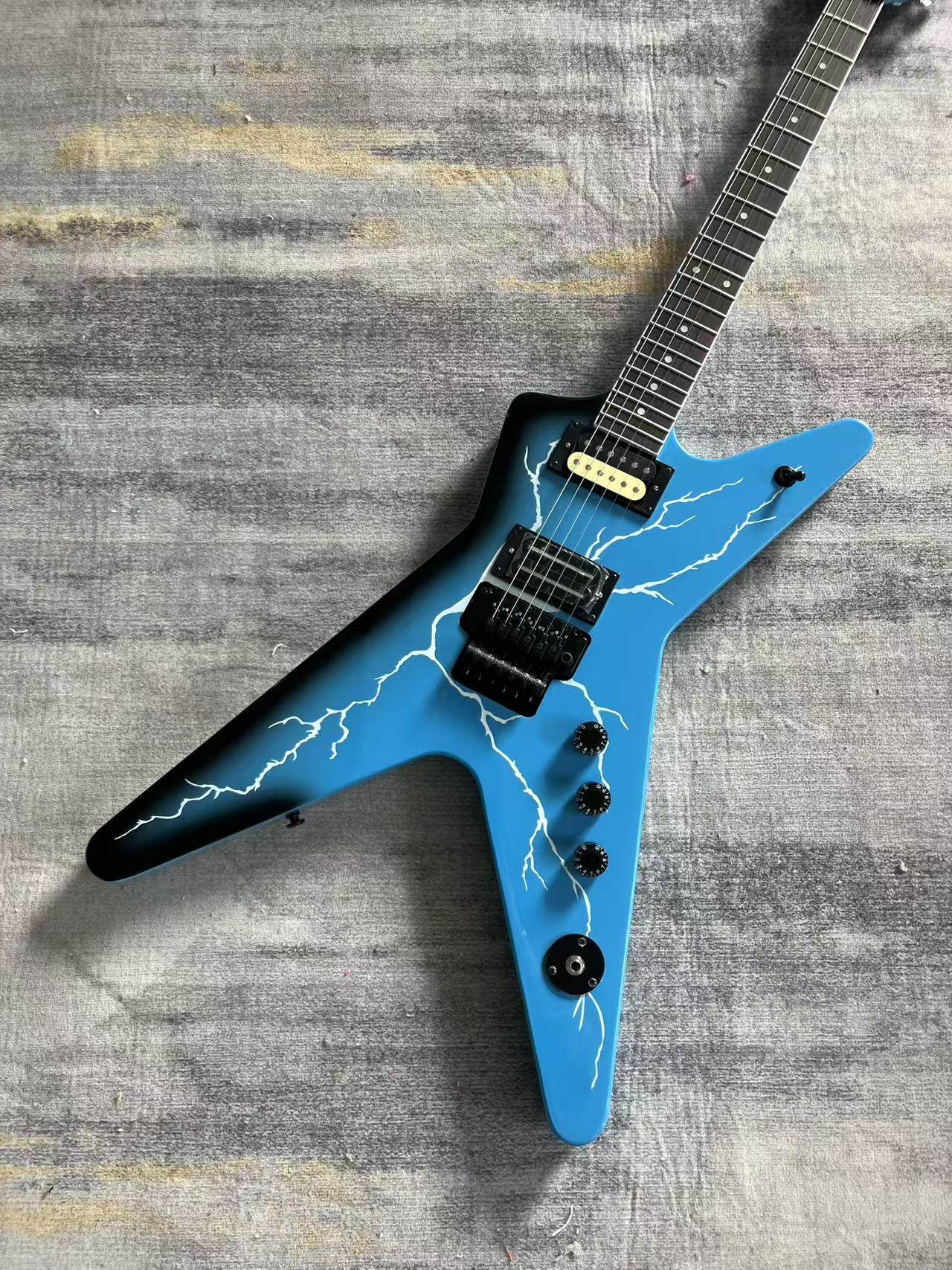 Dean Dime Blue Lightening Bolt Guitar