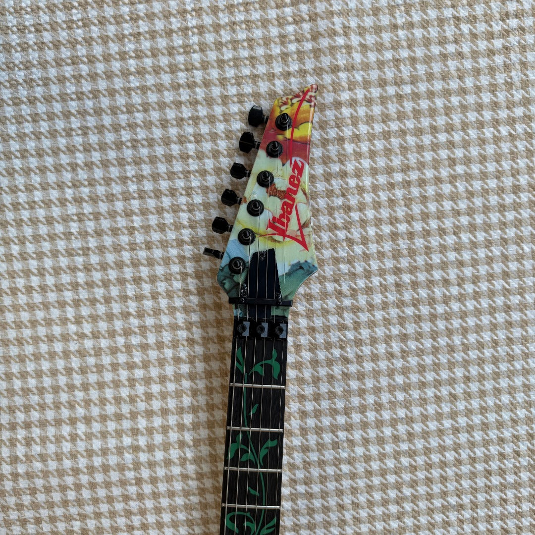 Black Ibanez Floral JEM77 Guitar