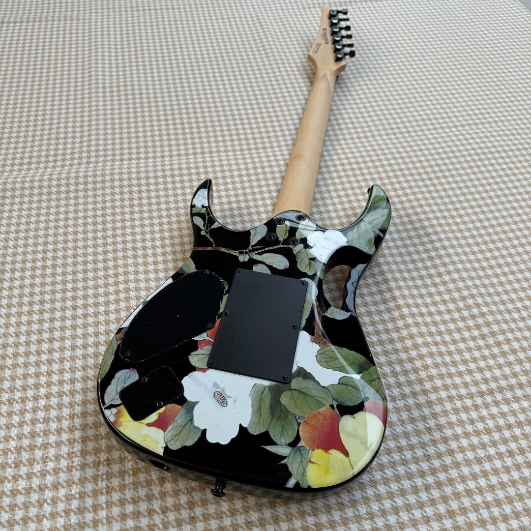 Black Ibanez Floral JEM77 Guitar