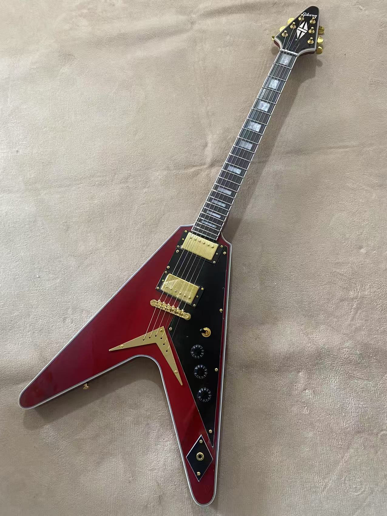 Red Gibson Flying V Style Guitar
