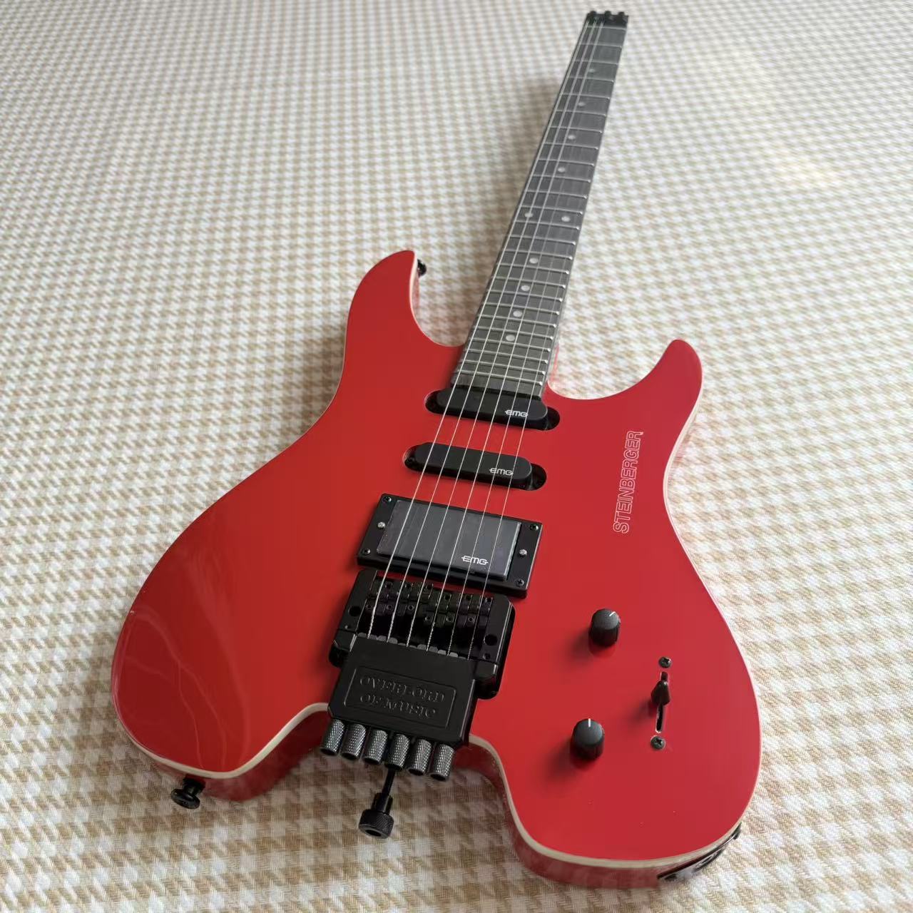 Red Steinberger Style Guitar - Custom Made