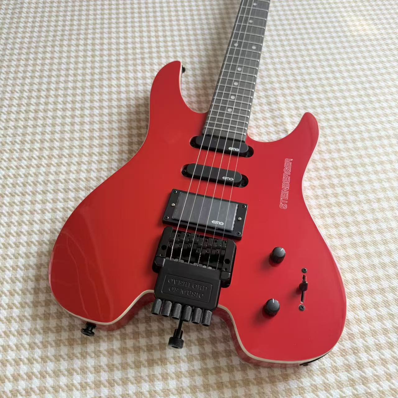 Red Steinberger Style Guitar - Custom Made