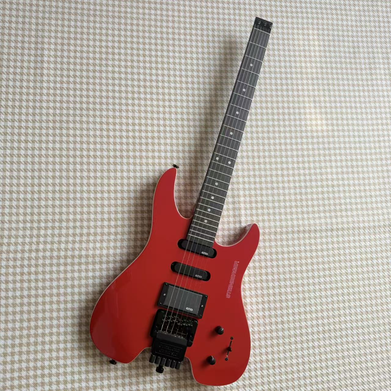 Red Steinberger Style Guitar - Custom Made