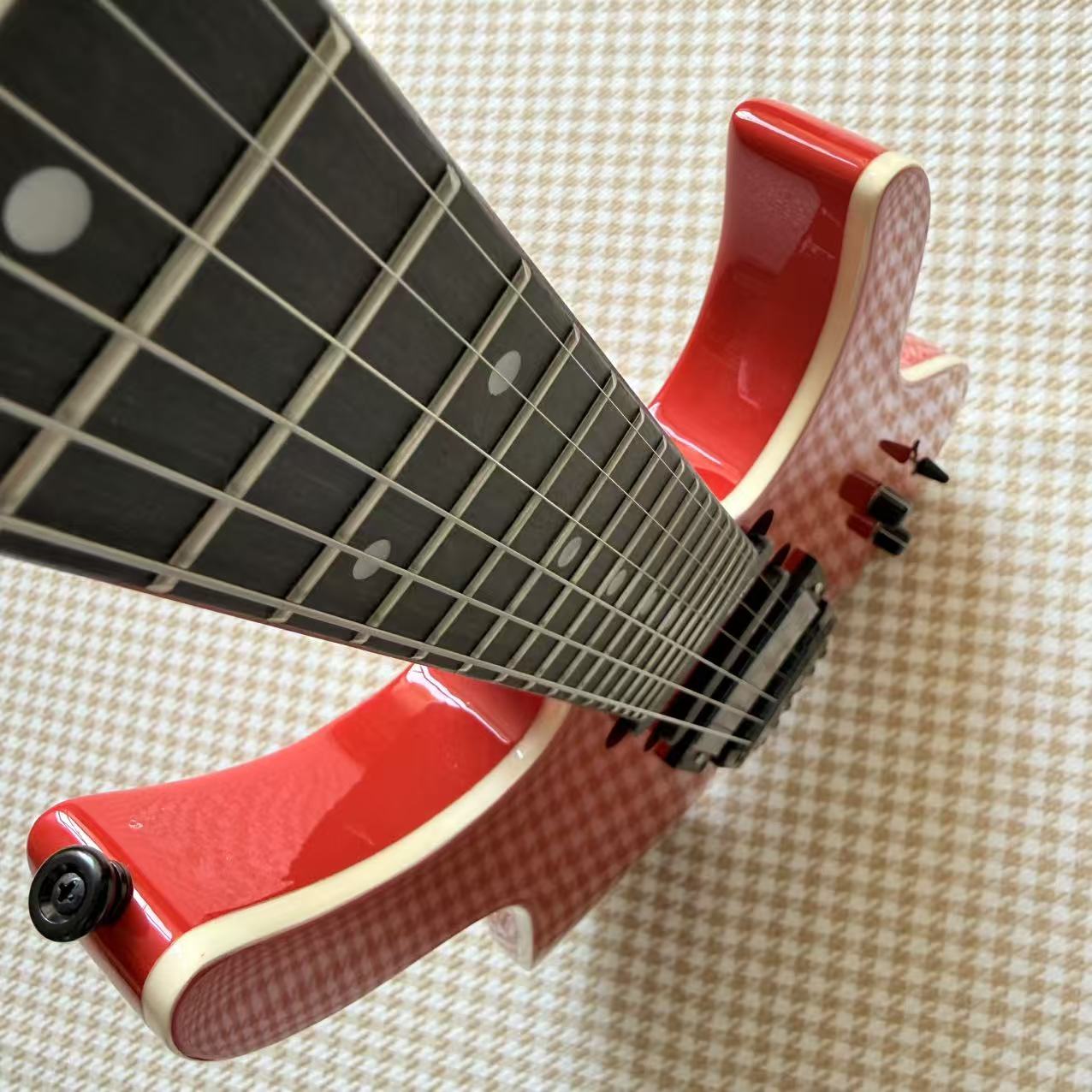 Red Steinberger Style Guitar - Custom Made