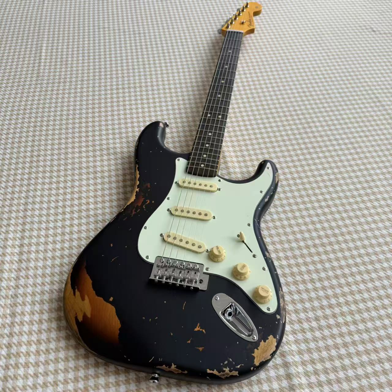 Relic'd Black Fender Stratocaster Guitar