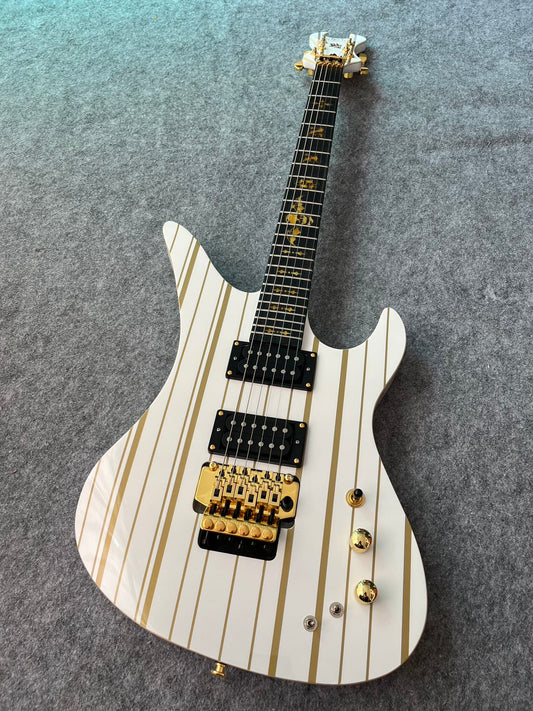 White/Gold Pinstripe Synyster Gates Signature Style Guitar