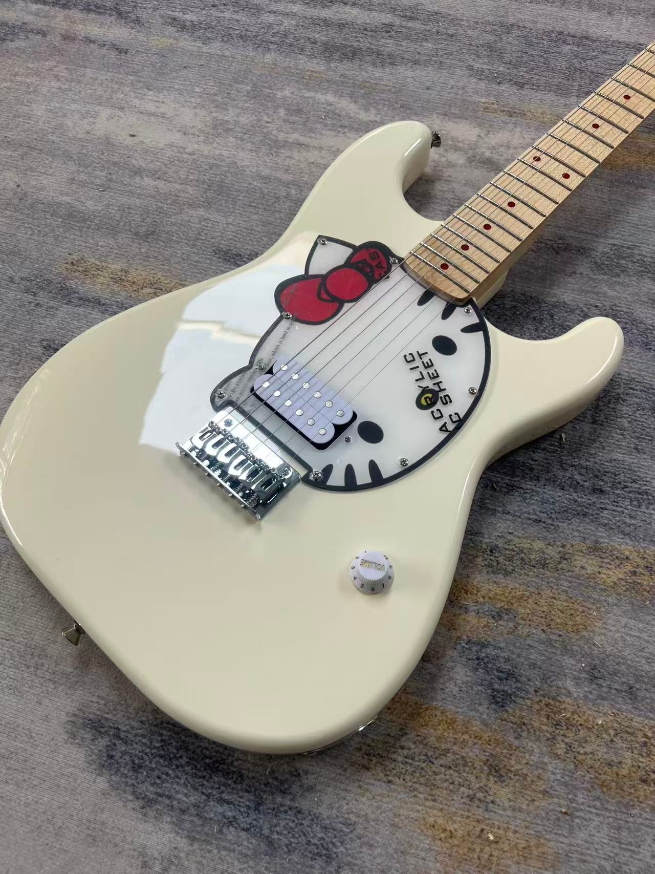 White Hello Kitty Stratocaster Style Guitar