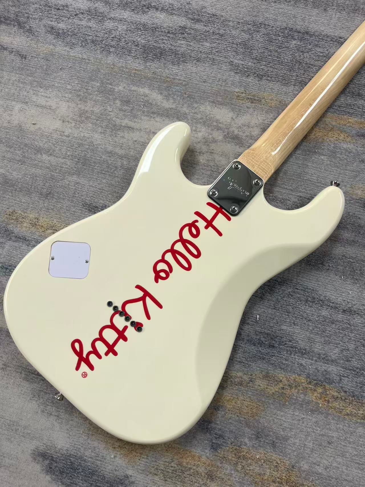 White Hello Kitty Stratocaster Style Guitar