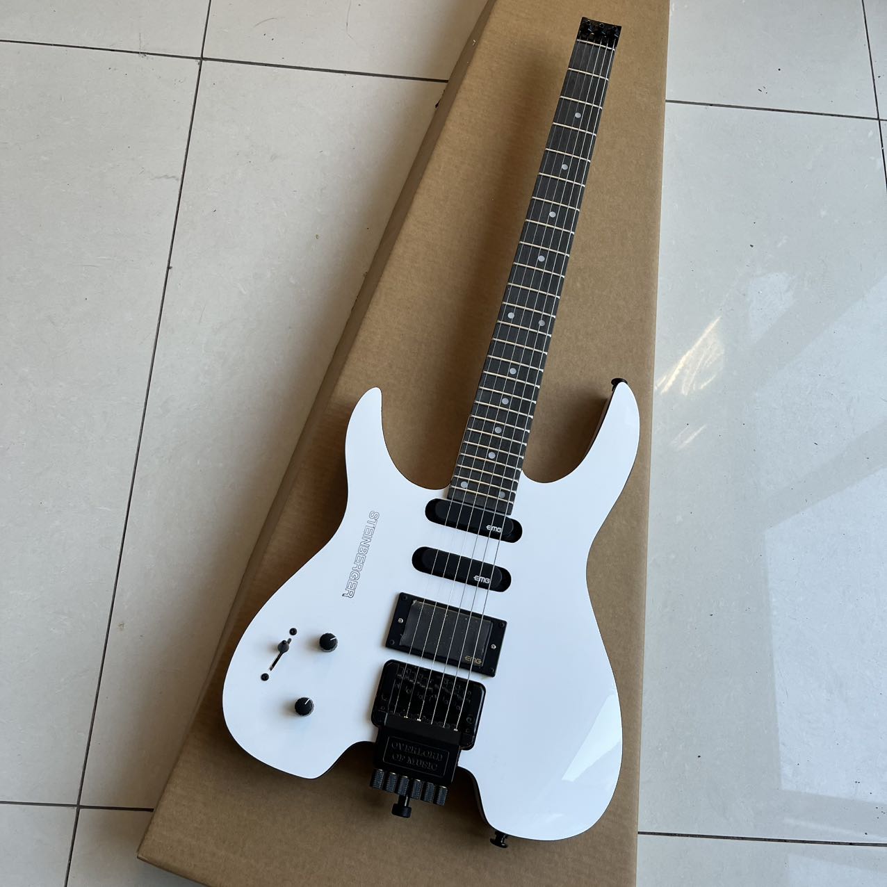 White Steinberger Style Guitar - Custom Made