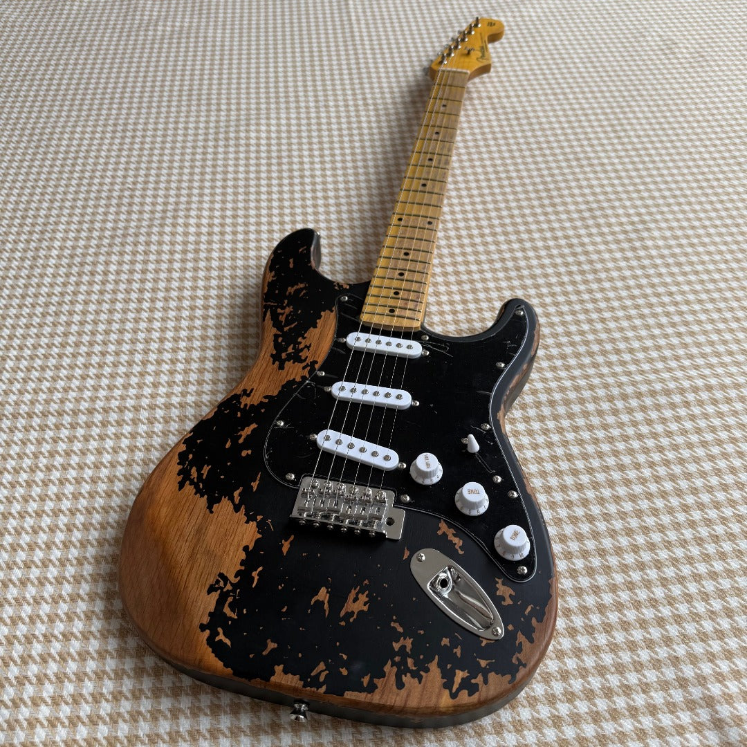 Worn Black Stratocaster Guitar