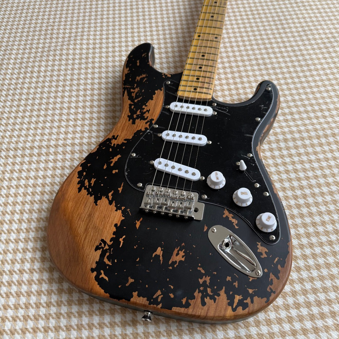 Worn Black Stratocaster Guitar