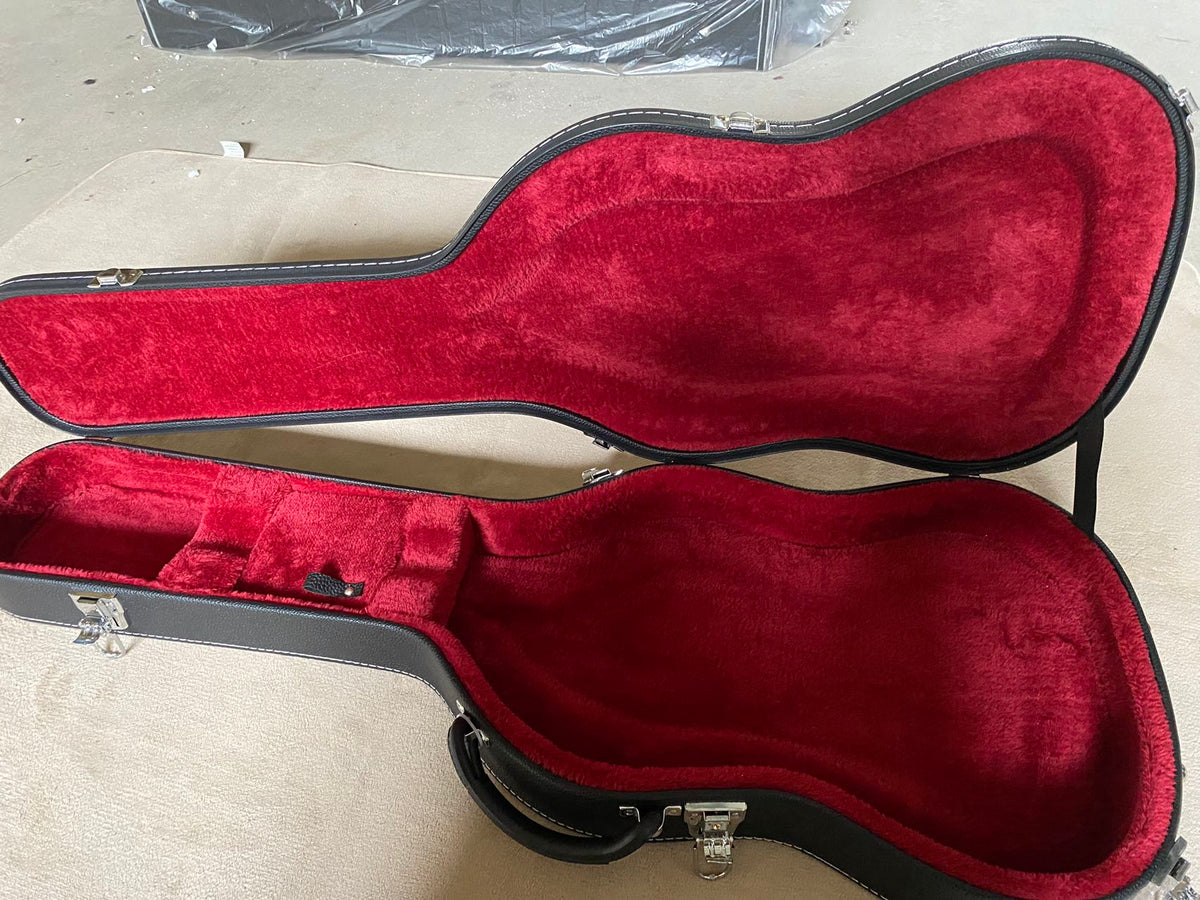 Black Hard Case for Les Paul-Style Guitars – Red Plush Interior