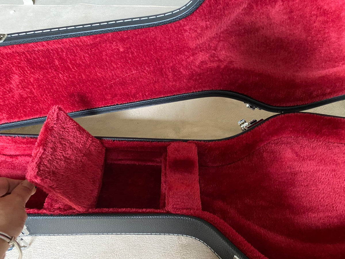 Black Hard Case for Les Paul-Style Guitars – Red Plush Interior