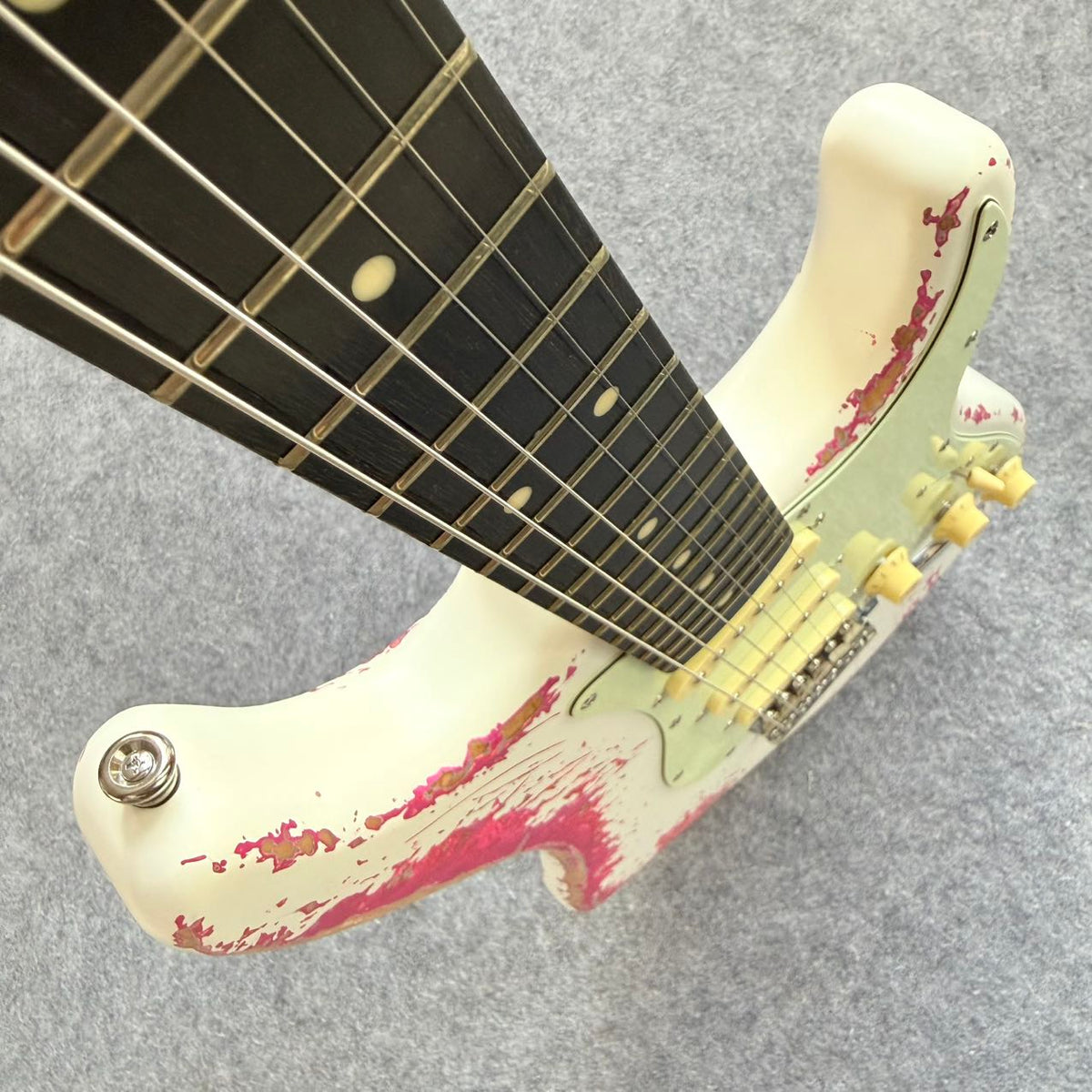 Pink & White Relic Fender Stratocaster Style Guitar
