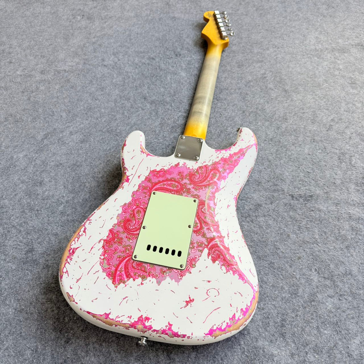 Pink & White Relic Fender Stratocaster Style Guitar